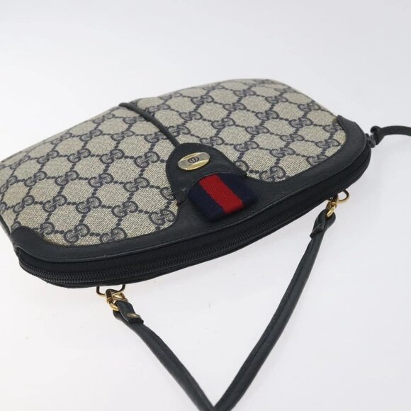 GUCCI GG Supreme Sherry Line Shoulder Bag PVC Navy Gold 68 02 047 Auth ep9524 - Picture 8 of 16